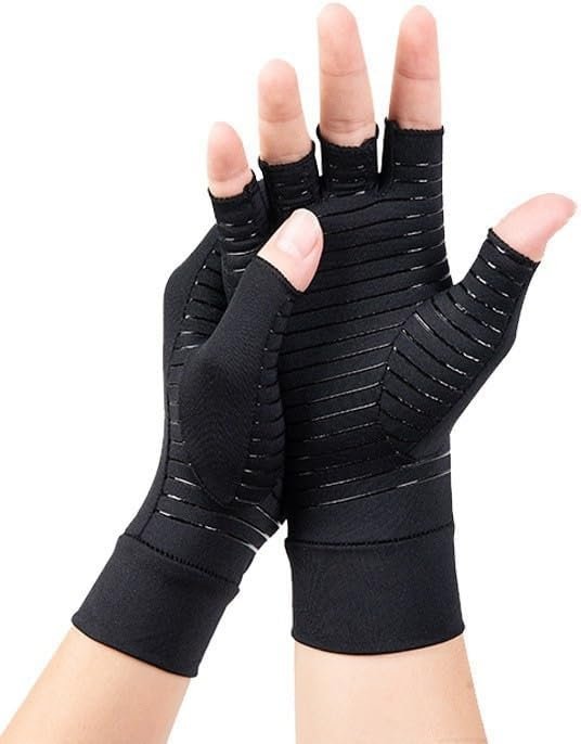 Copper Arthritis Compression Gloves Copper Infused Fingerless Gloves for Driving Typing Carpal Tunnel Hand Pain RSI