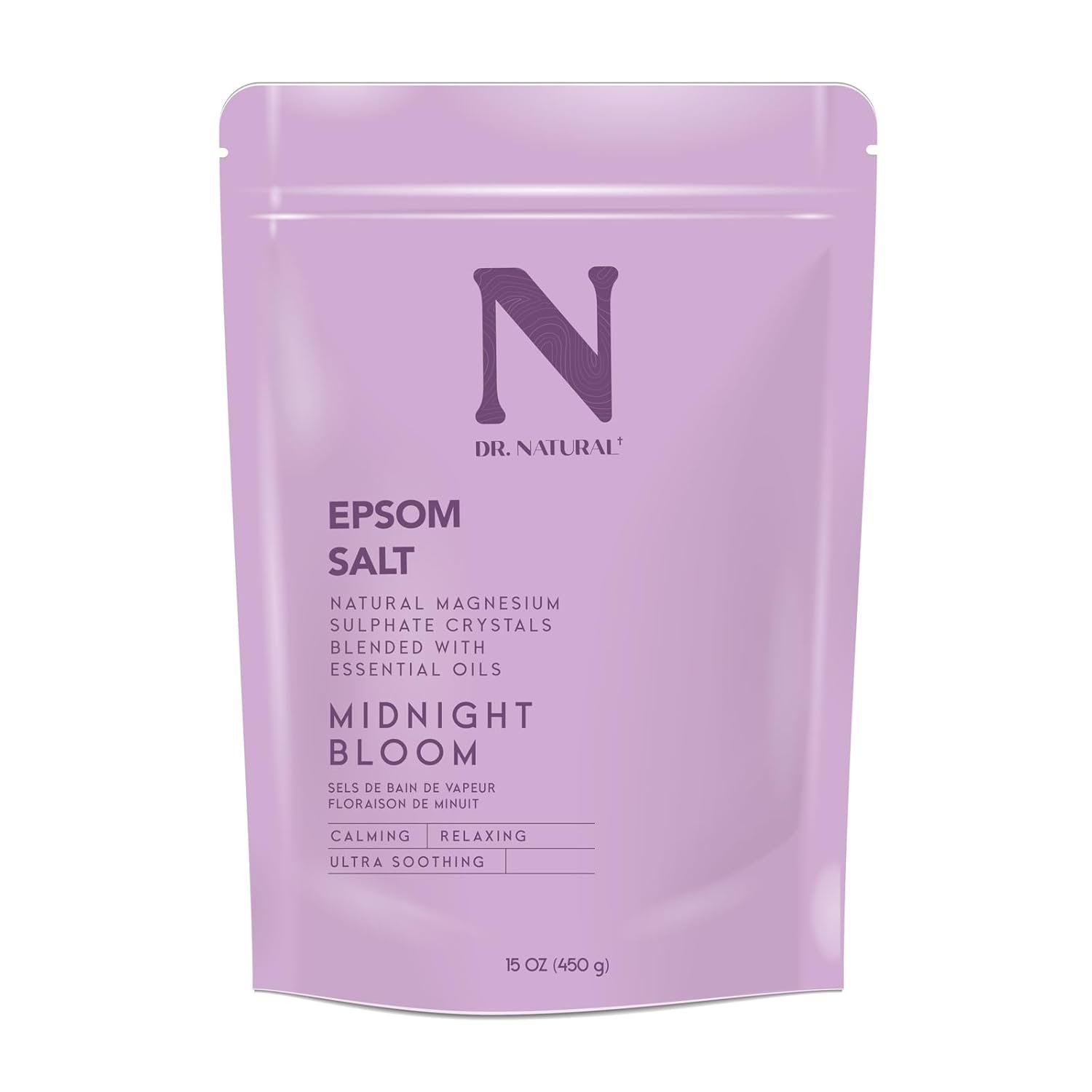 Dr. Natural Epsom Salt – Bath Salts for Stress Relief – Relaxing and Skin Softening Epsom Salt Bath Soak – Magnesium Boost – Midnight Bloom – 15 oz