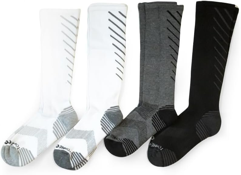 Tommie Copper Women’s Over the Calf Compression Socks | All-Day Comfort, Breathable & Easy-On l Solid Colors l Size 4-6.5 (4-Pack)