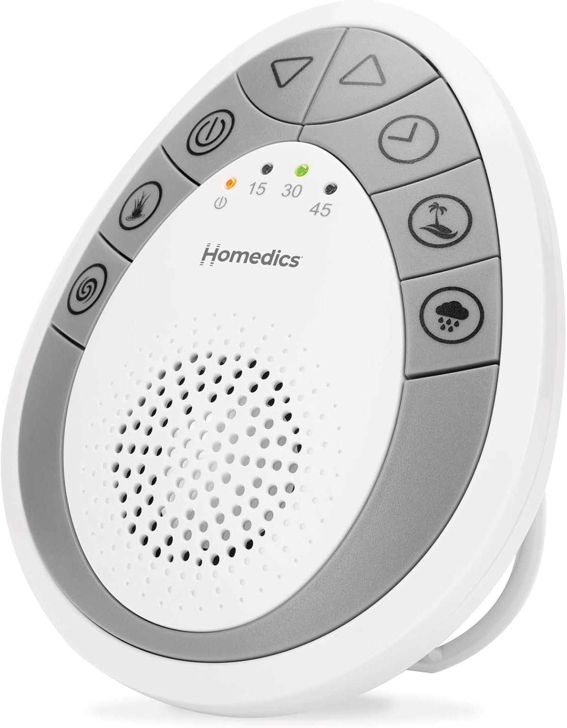 Homedics White Noise Sound Machine, Small Travel Sound Machine with 4 Relaxing Nature Sounds, Portable Sound Therapy for Home, Office, Nursery, Auto-Off Timer, by Homedics