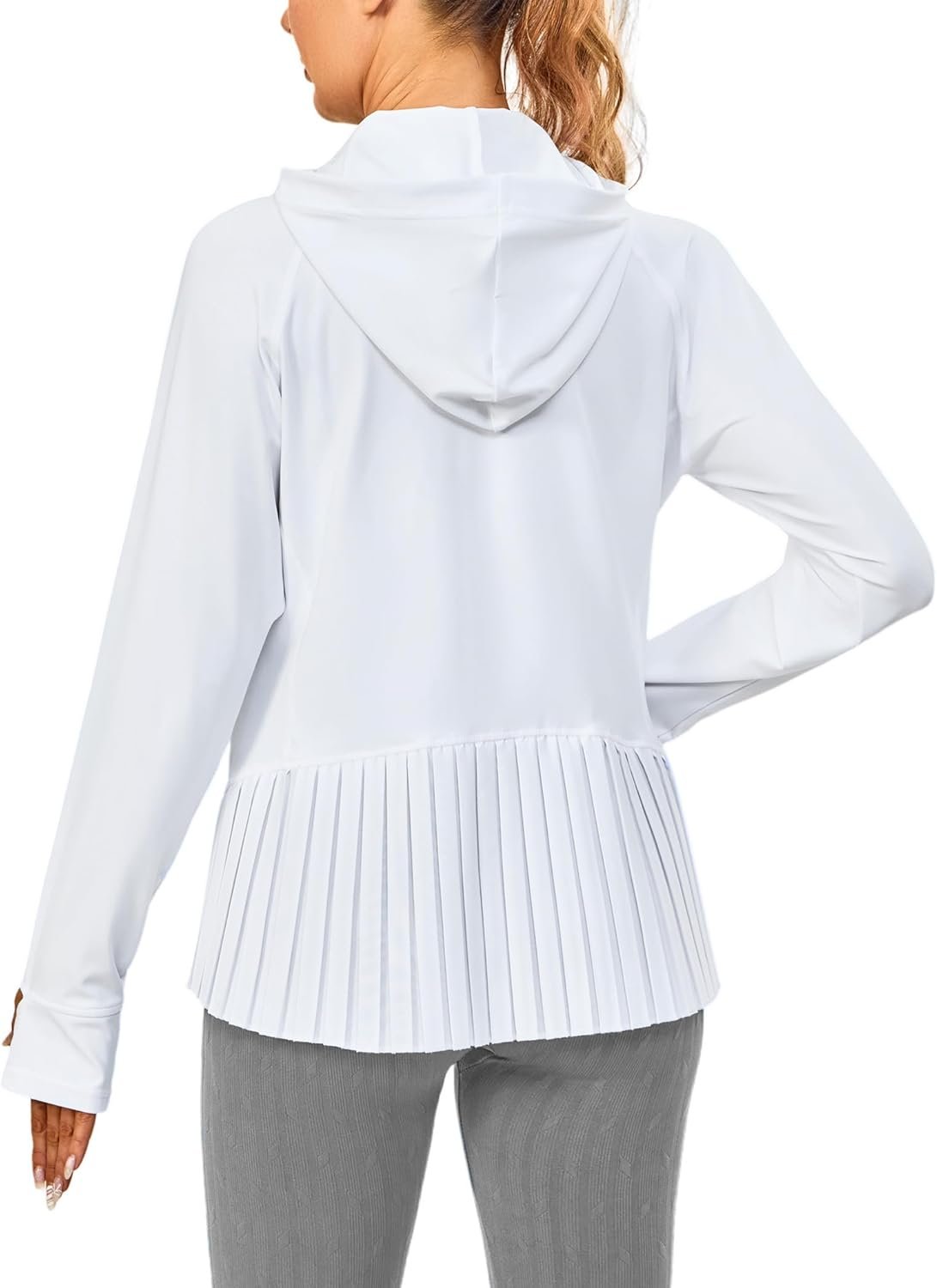 Little Donkey Andy Women’s Golf Hoodie Jacket with Pleated Tennis Skirt Hem Full Zip Sun Protection Running Athletic Jackets