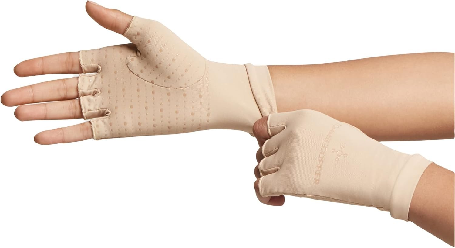 Tommie Copper Core Compression Half Finger Gloves, Unisex, Men & Women, Gloves for Hand Stiffness, Swelling & Joint Support