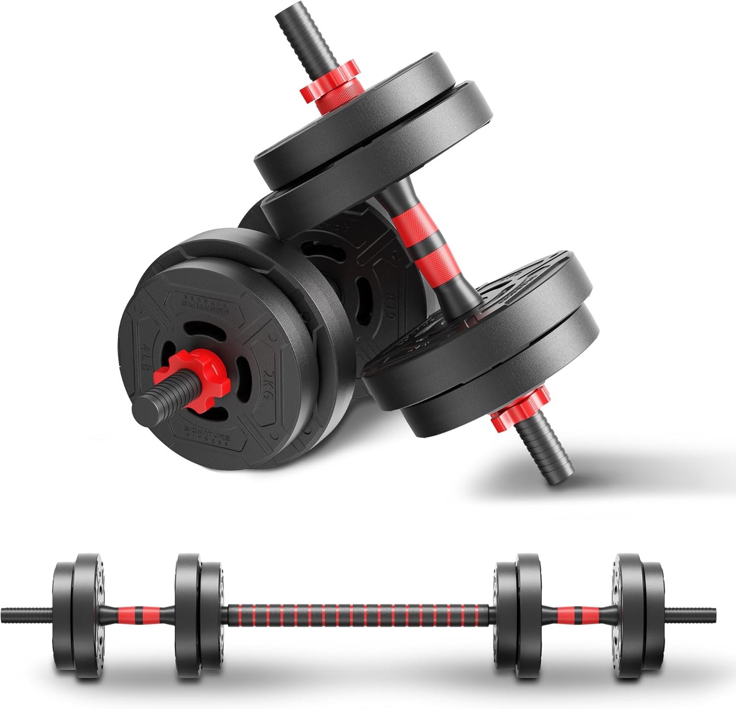 Fitvids Adjustable Dumbbell Set, 40/60LBS Free Weight Set, Multi-Functional Portable Changeable Dumbbell Barbell Kettlebell Set for Home, Multiple Style