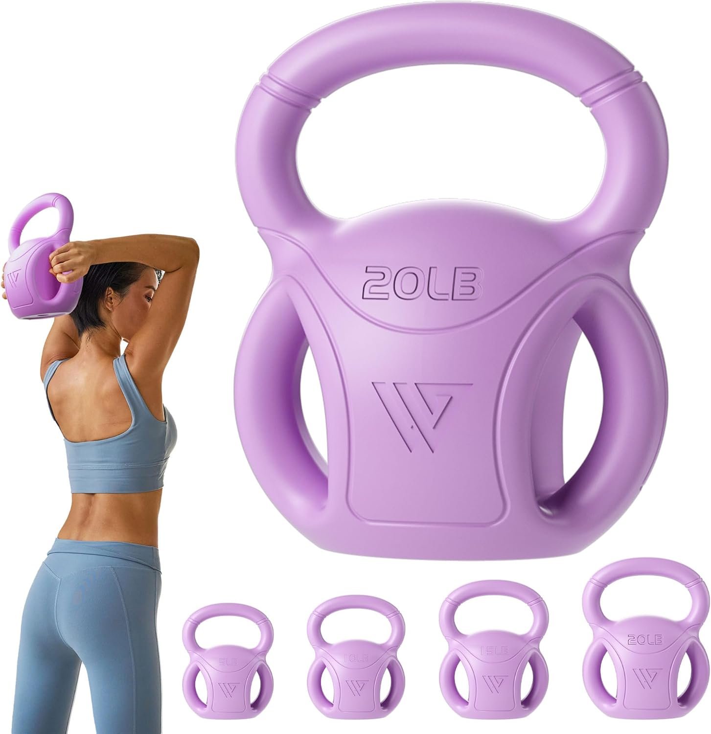 RUNWE 3 Handle Kettlebells Weight – Weight for Women Options 5, 10, 15 and 20 LB for Russian Twists AB Exercise, Weightlifting and Core Fitness Exercise Home Gym [Single in Sold]