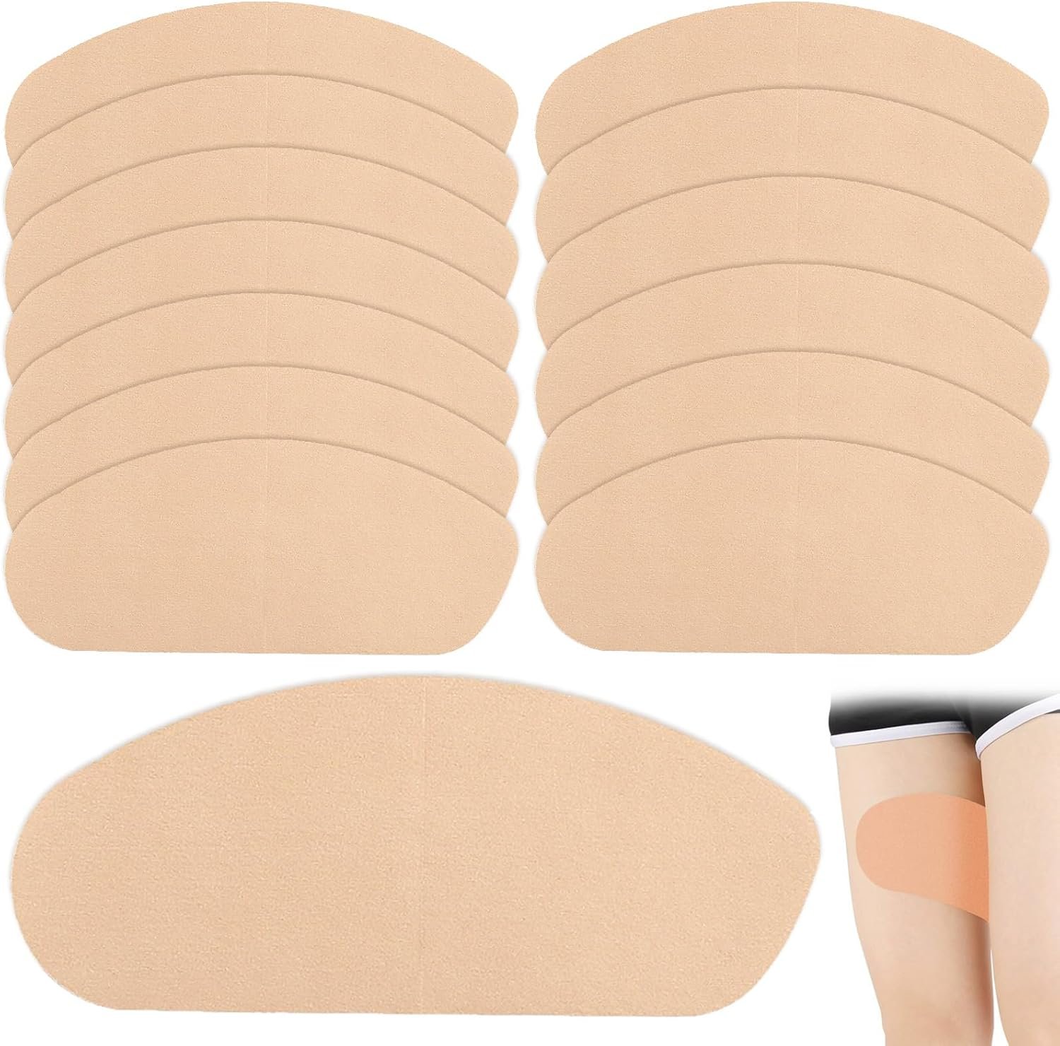 14 Pcs Inner Thigh Anti Chafing Patches, Sweatproof Light Skin Tone Friction Pads for Women, Comfortable Disposable Thigh Rubbing Prevention Stickers, Chafe Protection Skin Tape