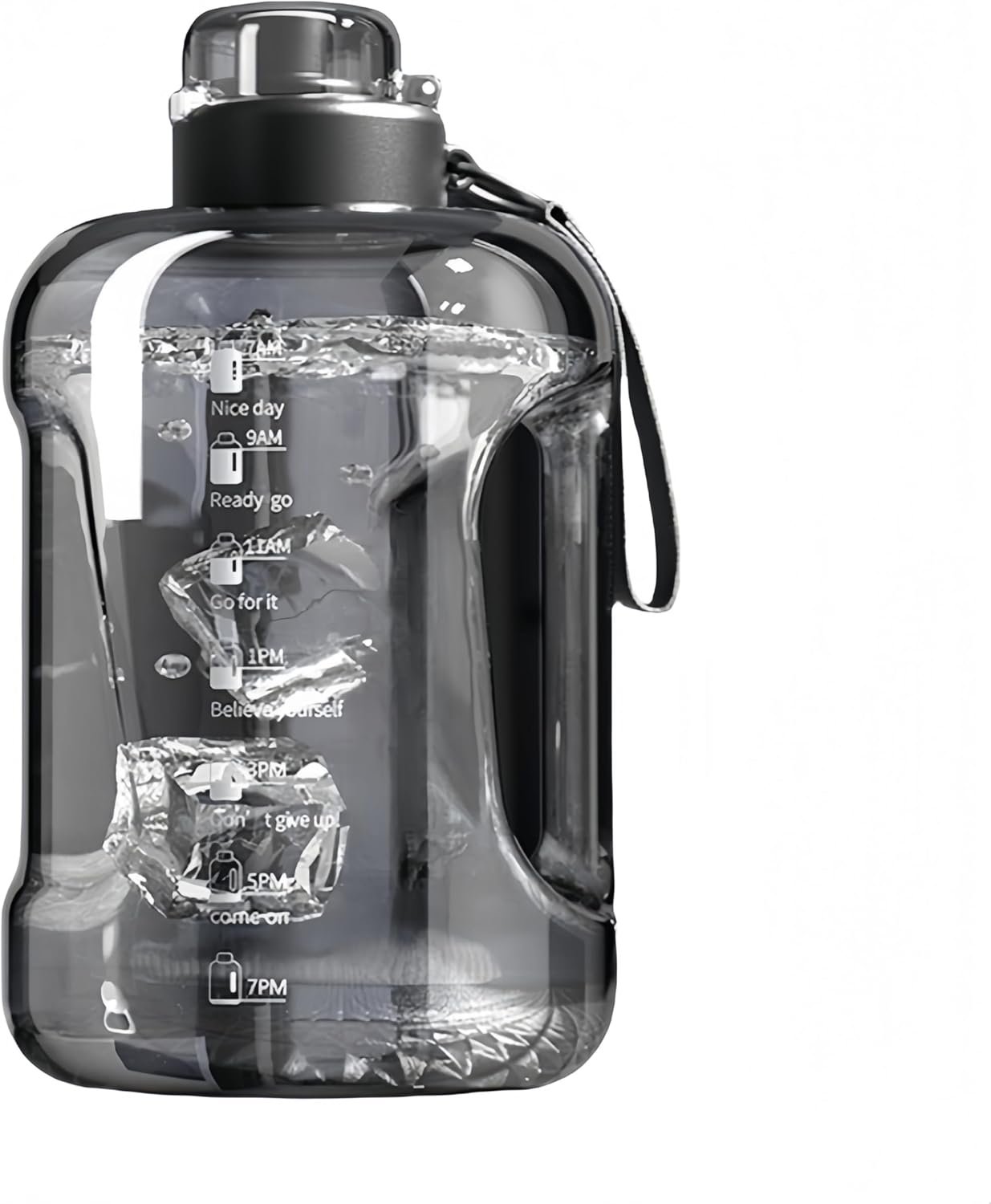 50oz & 84oz Motivational Water Bottle – Time-Marked, Leak Proof & BPA free. 2-in-1 Lid with Straw, Food-Grade Tritan. Half Gallon Sized, Ideal for Gym, Fitness & Outdoor Activities (50oz, Grey)