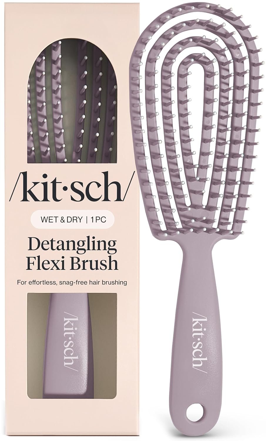 Kitsch Hair Brush Detangler – Flexi Flow Hair Brush for Women, Men & Kids | Detangling Brushes for Curly Hair with Bendable Frame, Bounce Curl Defining Brush for Wet or Dry Strands – Soft Violet