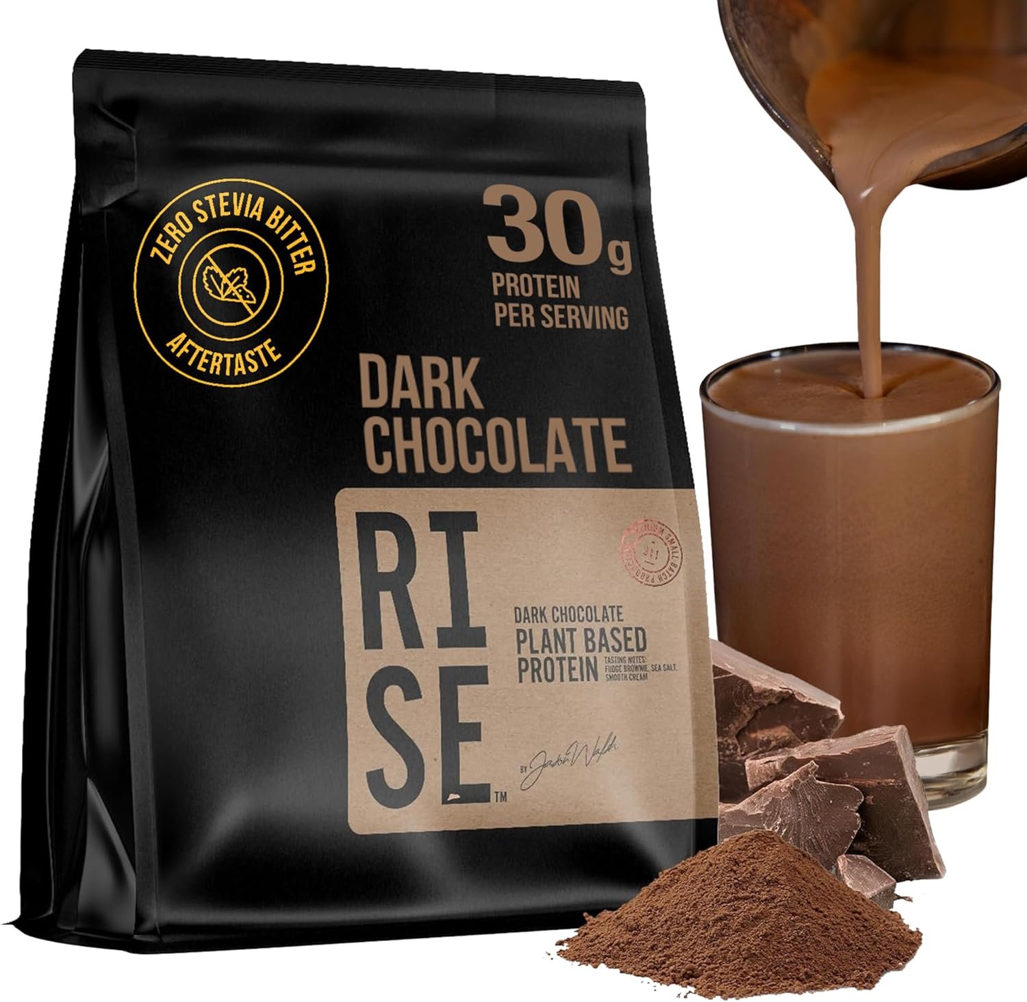 Plant-Based Protein Powder for Men and Women – 30g Complete Plant Protein and 3g Leucine, Zero Bloat, Gourmet Cocoa, Smooth Texture, Dark Chocolate, 15 Servings – Scoop Not Included