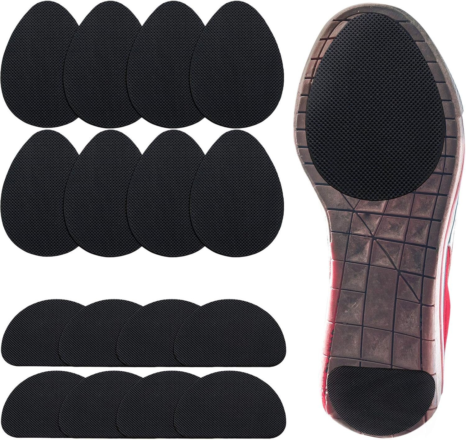 16 Pieces Non-Skid Shoe Pads Self-Adhesive Shoe Grips Anti Slip Pads Noise Reduction Cushion Anti-Shedding Rubber Sole Protector(Simple Style,Black)