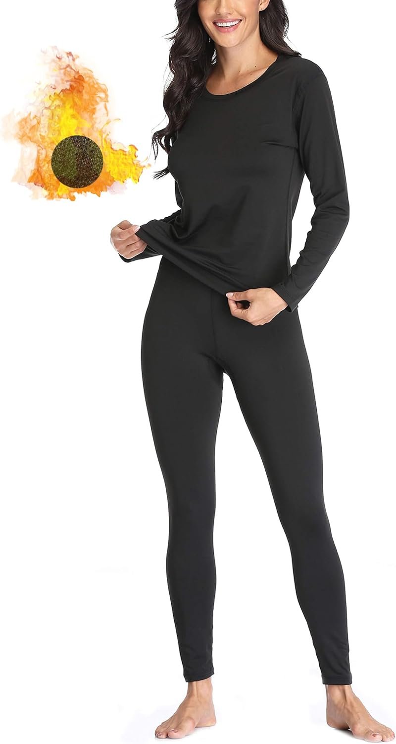 Women ‘s Thermal Underwear Set with Lightweight Ultra Soft Fleece Lined,Long John Set, Skiing Base Layer