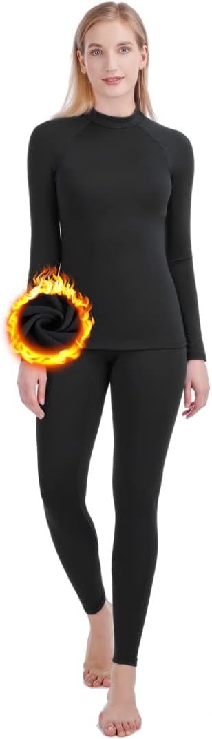 qualidyne Thermal Underwear for Women Long Johns Ultra-Soft Base Layer Pajama Set Winter Cold Weather Top and Bottom