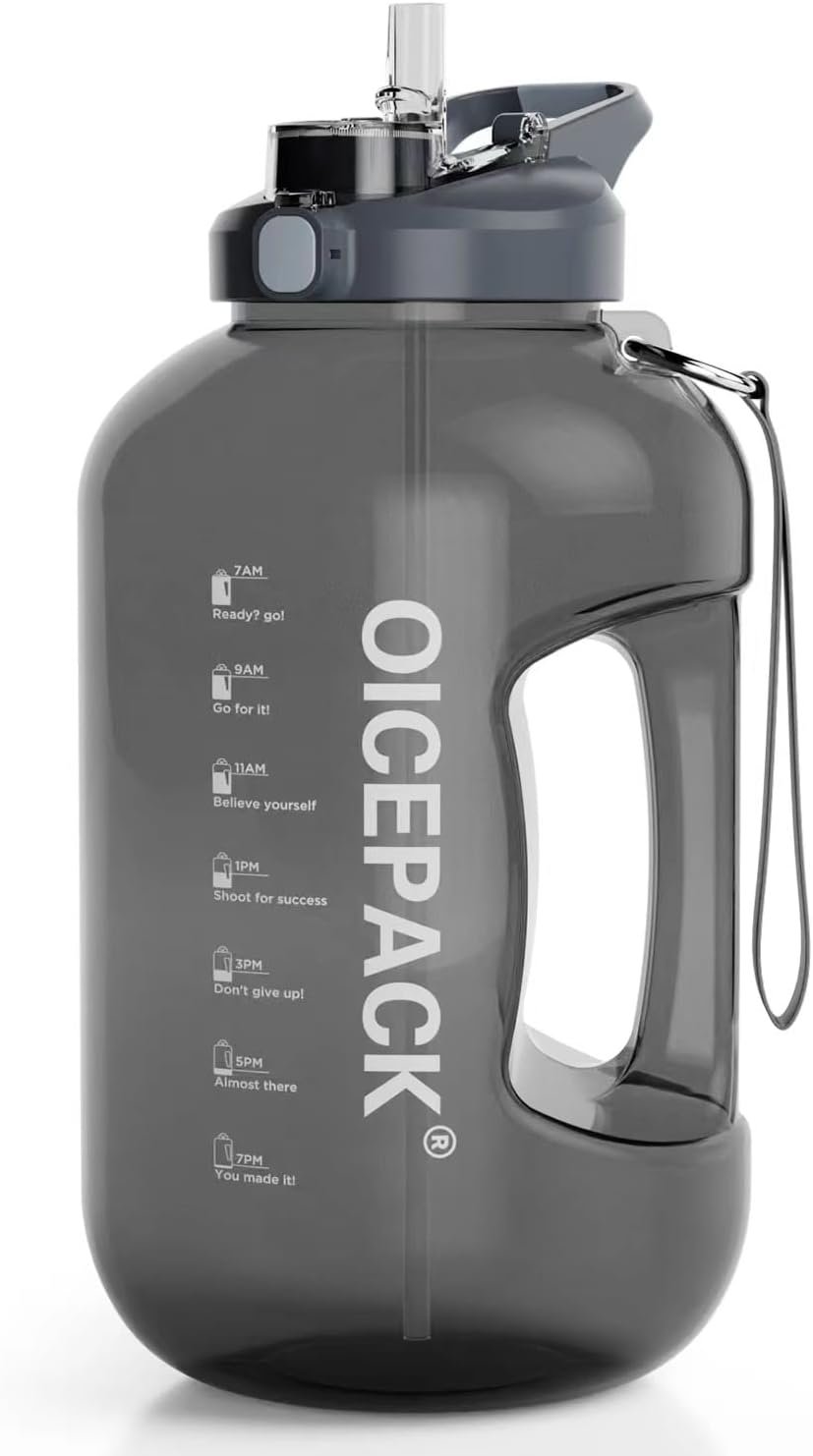 1 Gallon Water Bottle Dishwasher Safe, 128 oz Gallon Water Jug with Straw Motivational Water Bottles WIth Times To Drink Leak-proof Big Water Bottle BPA Free