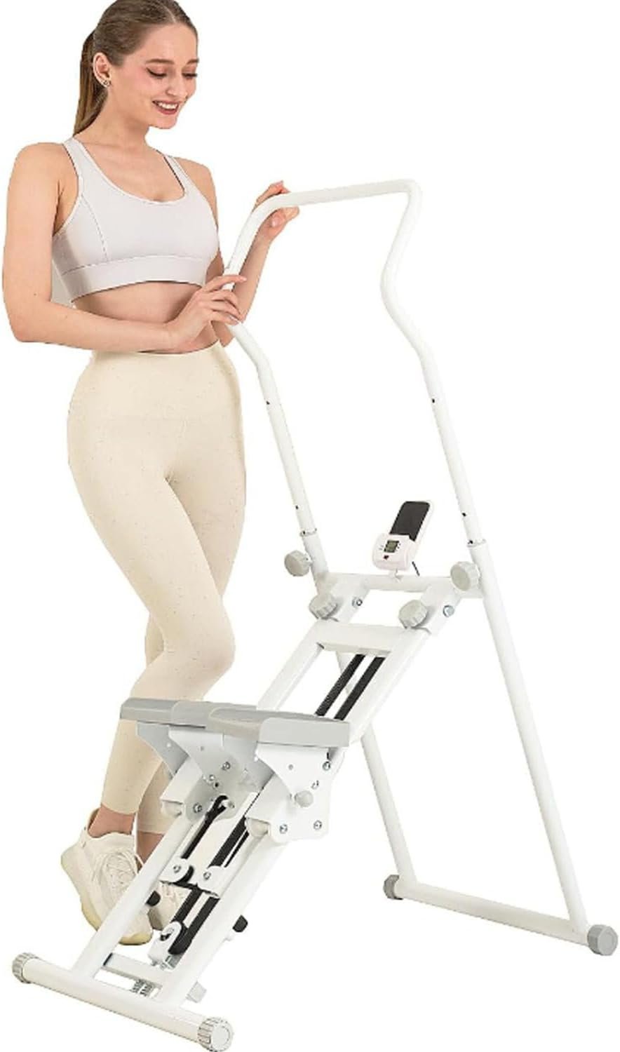Vertical Climber Exercise Machine for Women,Home Gym with LCD Display Folding Exercise Climber Cardio Workout Machine Buttocks Workout Equipment