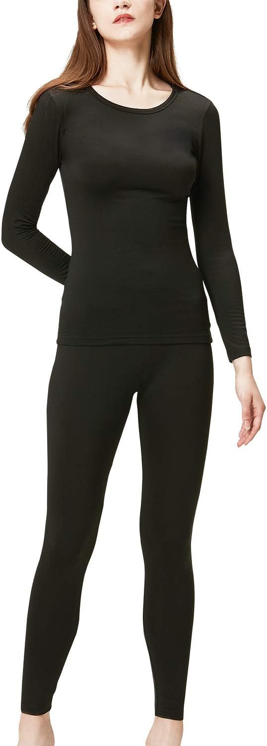 DEVOPS Thermal Underwear for Women Long Johns with Fleece Lined Base Layer Women Cold Weather Top Bottom