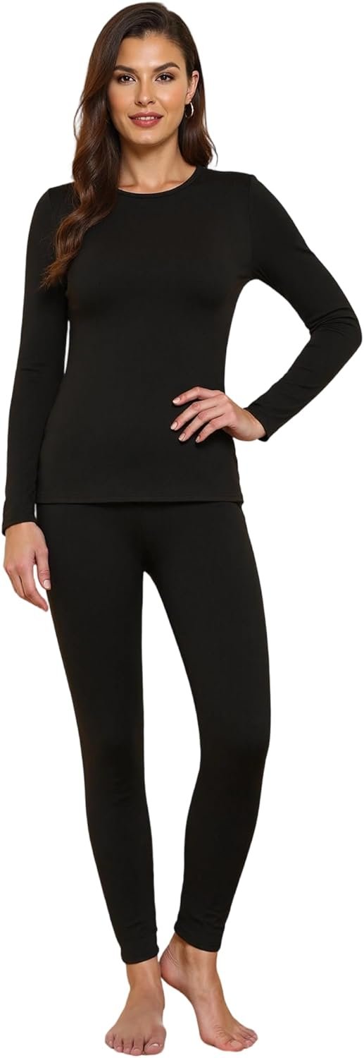 YOGINGO Womens Thermal Fleece Lined Underwear Set Long Johns Base Layer Warm Long Sleeve Shirt & Leggings for Cold Weather