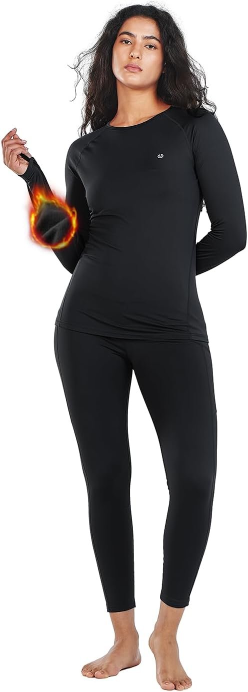 ALLZERO Thermal Underwear for Women Fleece Lined Base Layer Set – Winter Long Johns for Cold Weather