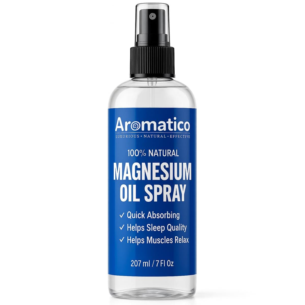 Aromatico Magnesium Oil Spray for Body – 7 fl oz | Unscented Topical Magnesium Chloride Spray, Fast-Absorbing Magnesium Spray for Skin & Daily Body Care Routine, Pure Mineral Magnesium Solution