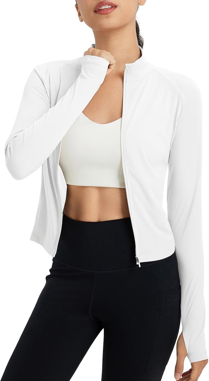 baleaf Women’s UPF 50+ Sun Shirts Protection SPF Crop Jacket UV Protection Long Sleeve Full Zip Clothing Lightweight