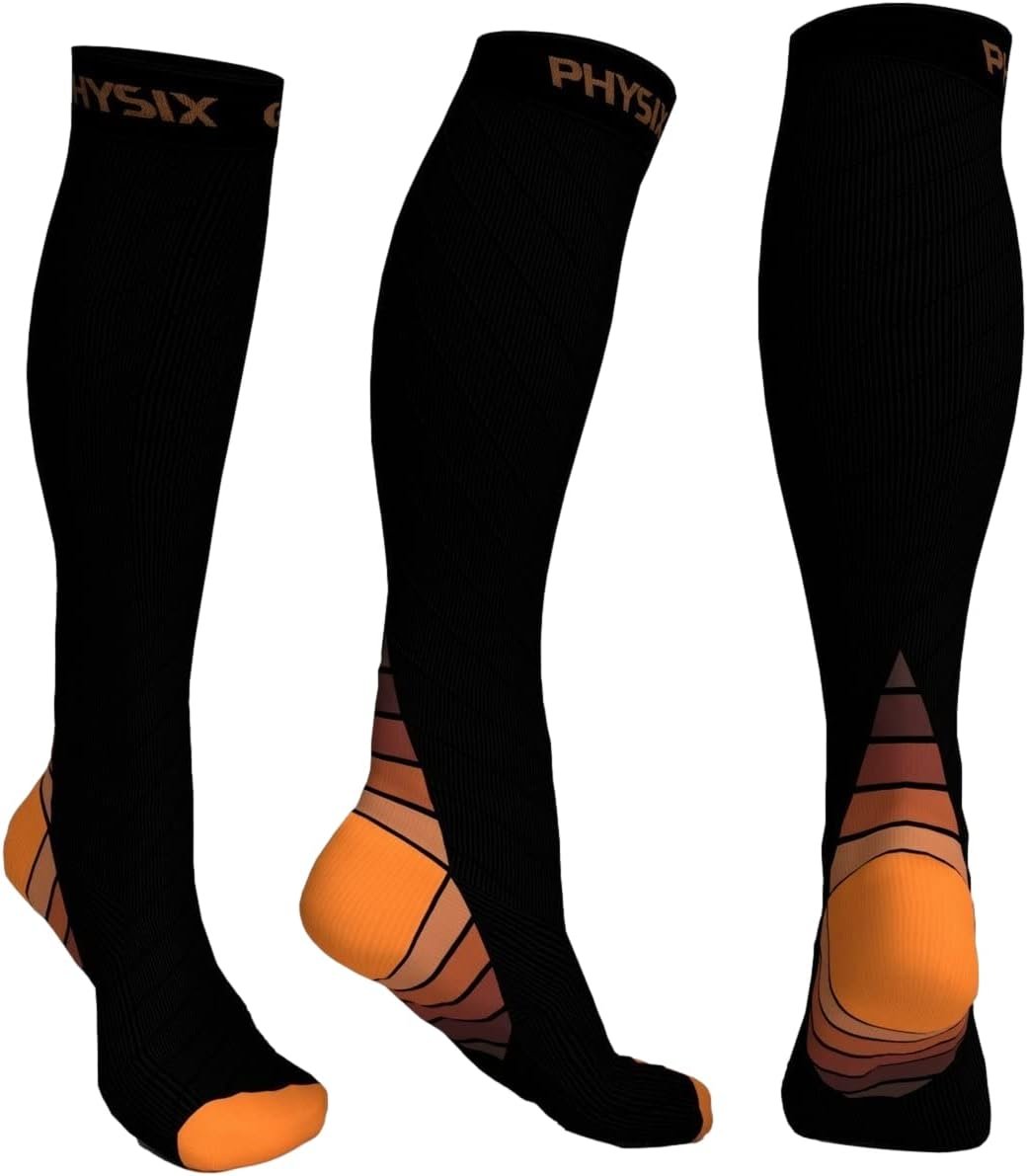 Physix Gear Compression Socks 20-30 mmHg – Men & Women – Running, Nurses, Shin Splints, Flight, Travel