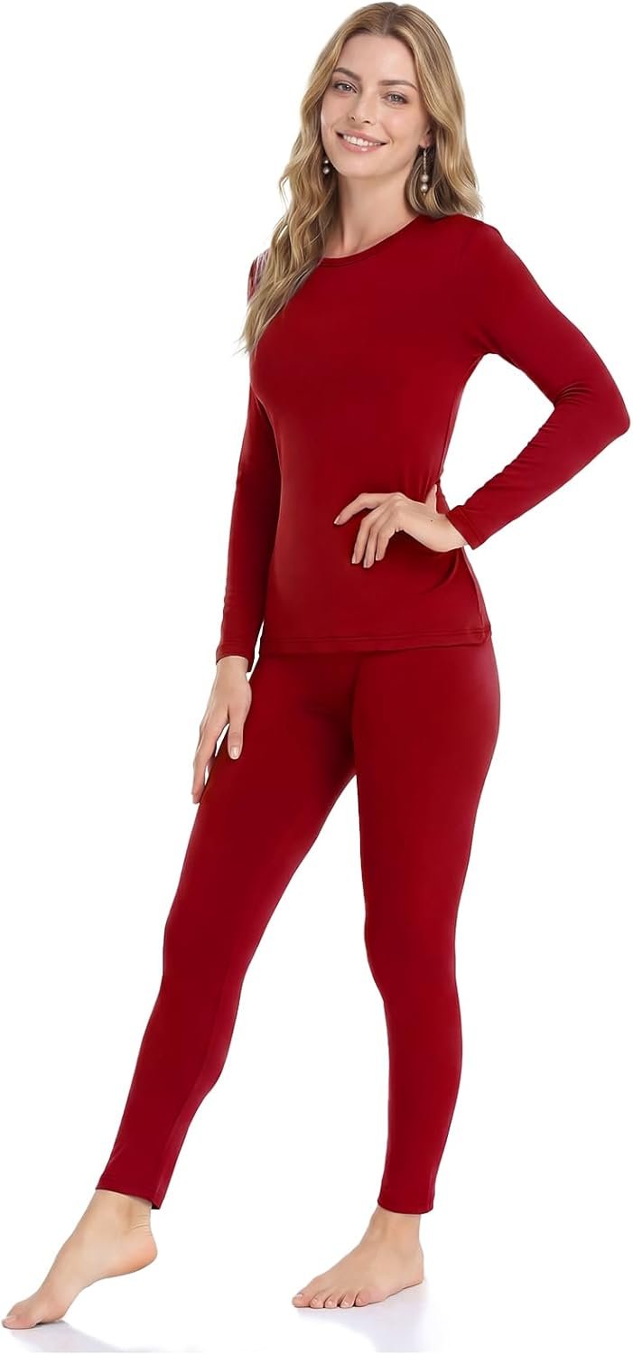 WEERTI Thermal Underwear for Women Long Johns with Fleece Lined Base Layer Women Cold Weather Top Bottom