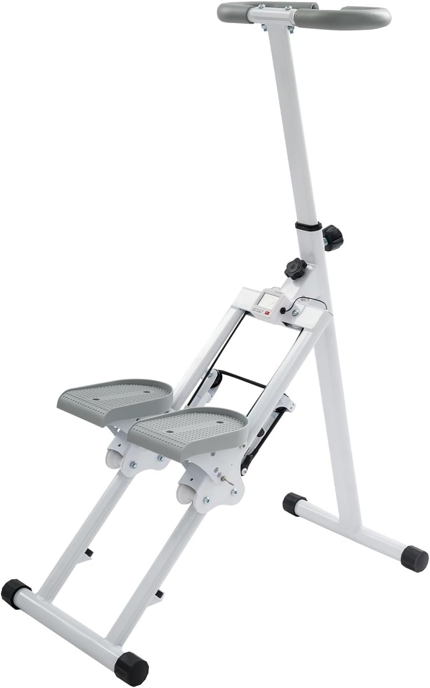 Foldable Vertical Stair Climber, Foldable Stair Stepper Machine – Vertical Stair Climber for Home Gym, Full Body Cardio Workout Equipment with Adjustable Handlebar & Pedals, for Women Men