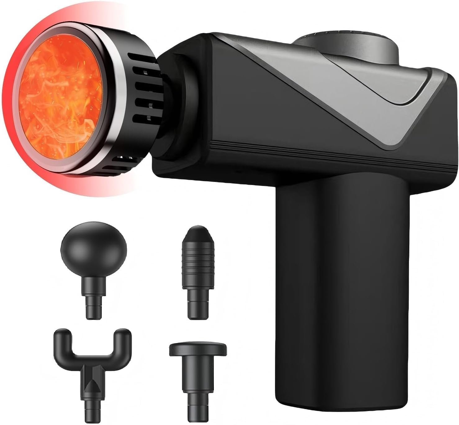 Massage Gun with Heat, Mini Handheld Massager for Home & Travel, Quiet, Lightweight & Portable,Powerful Full Body Electric Massager Tool for Men and Women, (Black)
