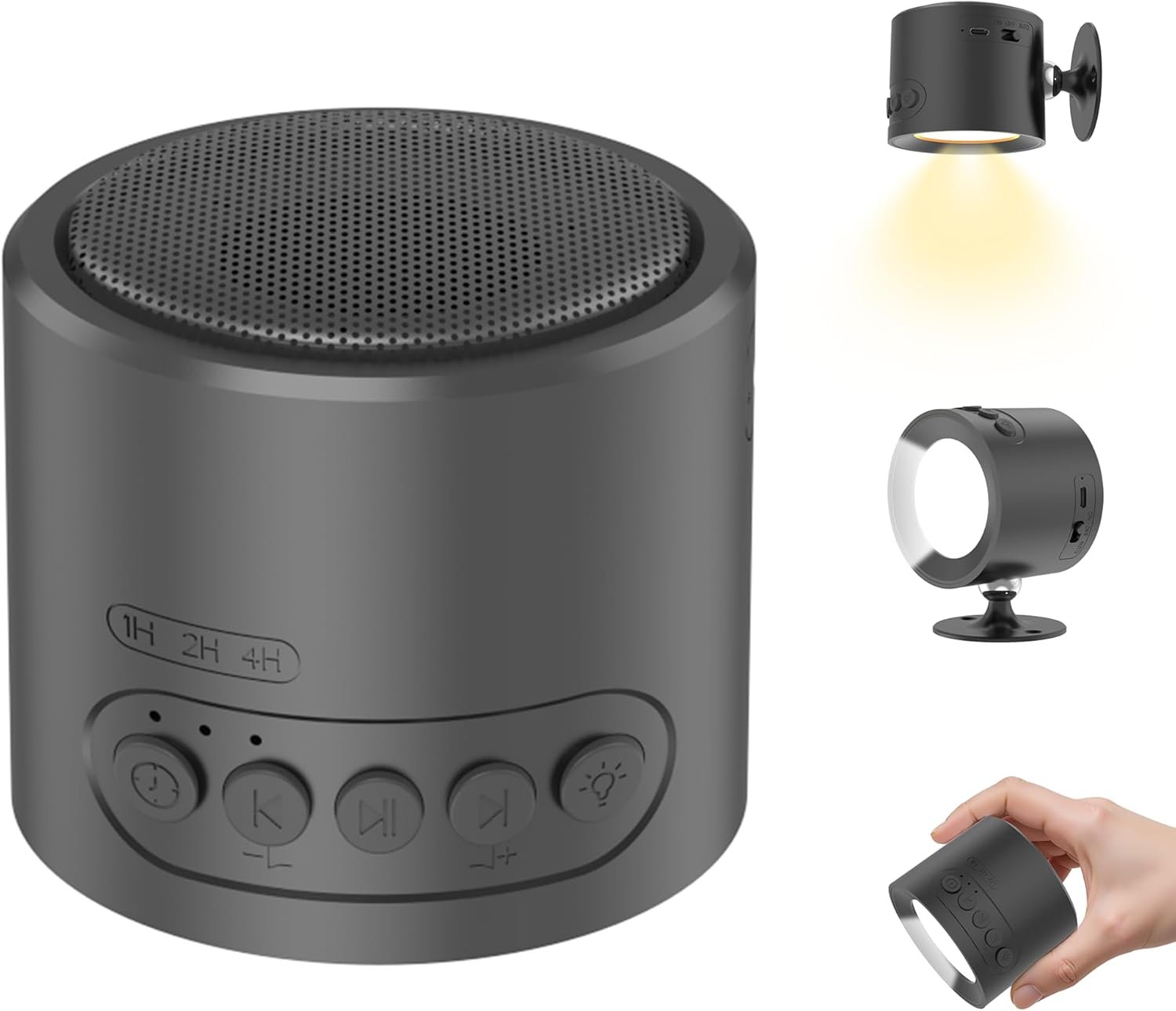 2 in 1 White Noise Sound Machine & LED Wall Sconce with 30 Soothing Sounds Sleeping Timer Motion Sensor Dimmable Night Light 360° Rotate 2200mAh Rechargeable Battery Operated for Bedroom Nursery