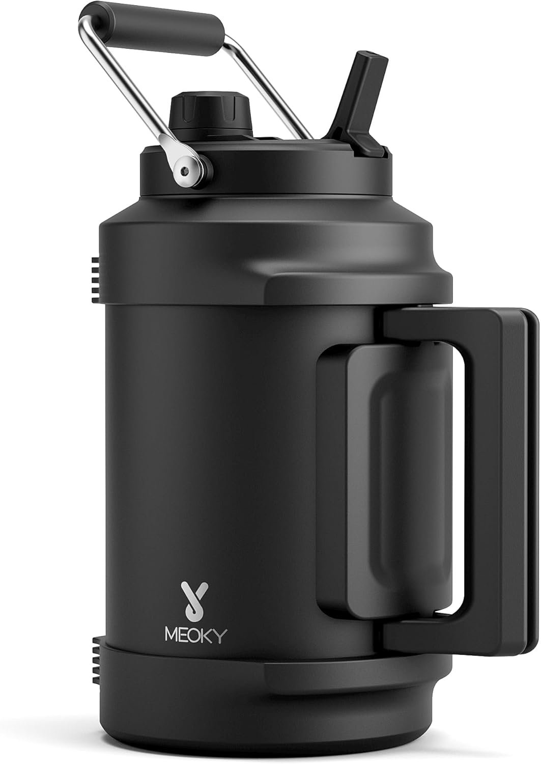 1 Gallon Insulated Water Bottle for Sports: Meoky 128 oz Triple Wall Vacuum Stainless Steel Water Jug – Top and Side Handles, Cold for 48 Hrs, 2-in-1 Straw and Spout Lid, Leak Proof for Hiking (Night)
