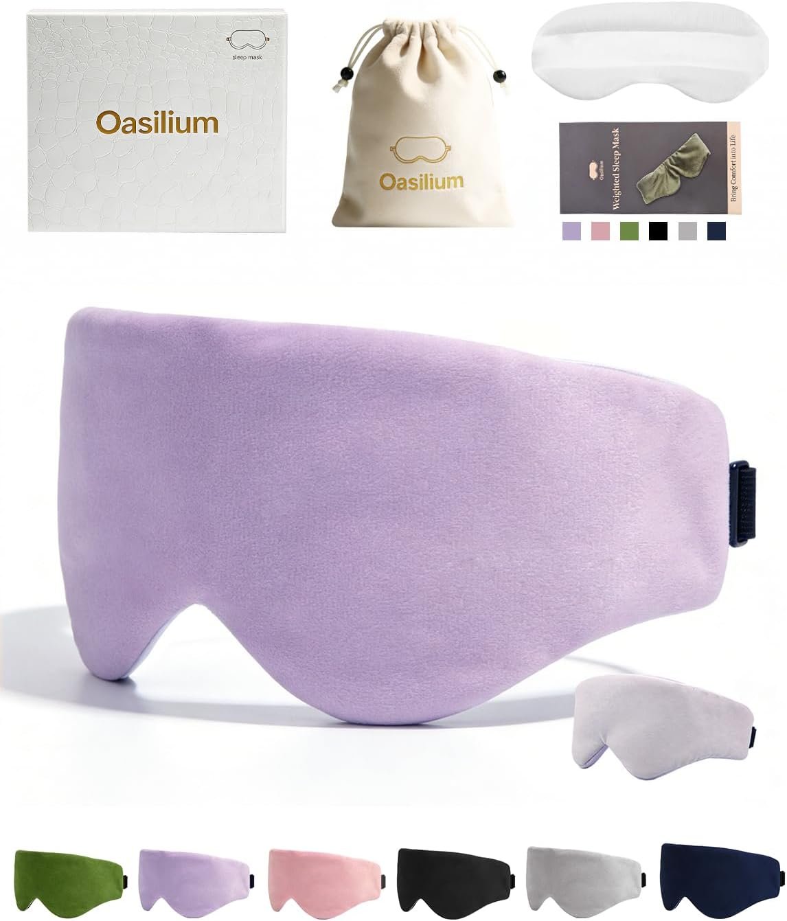 Lyocell Weighted Sleep Eye Mask for Women Men, 5.3oz & 7oz, Removable Washable Weighted Bag, Light Blocking Eye Cover, Soft Eye Shade for Travel Essentials, Office Naps, Gift,Purple