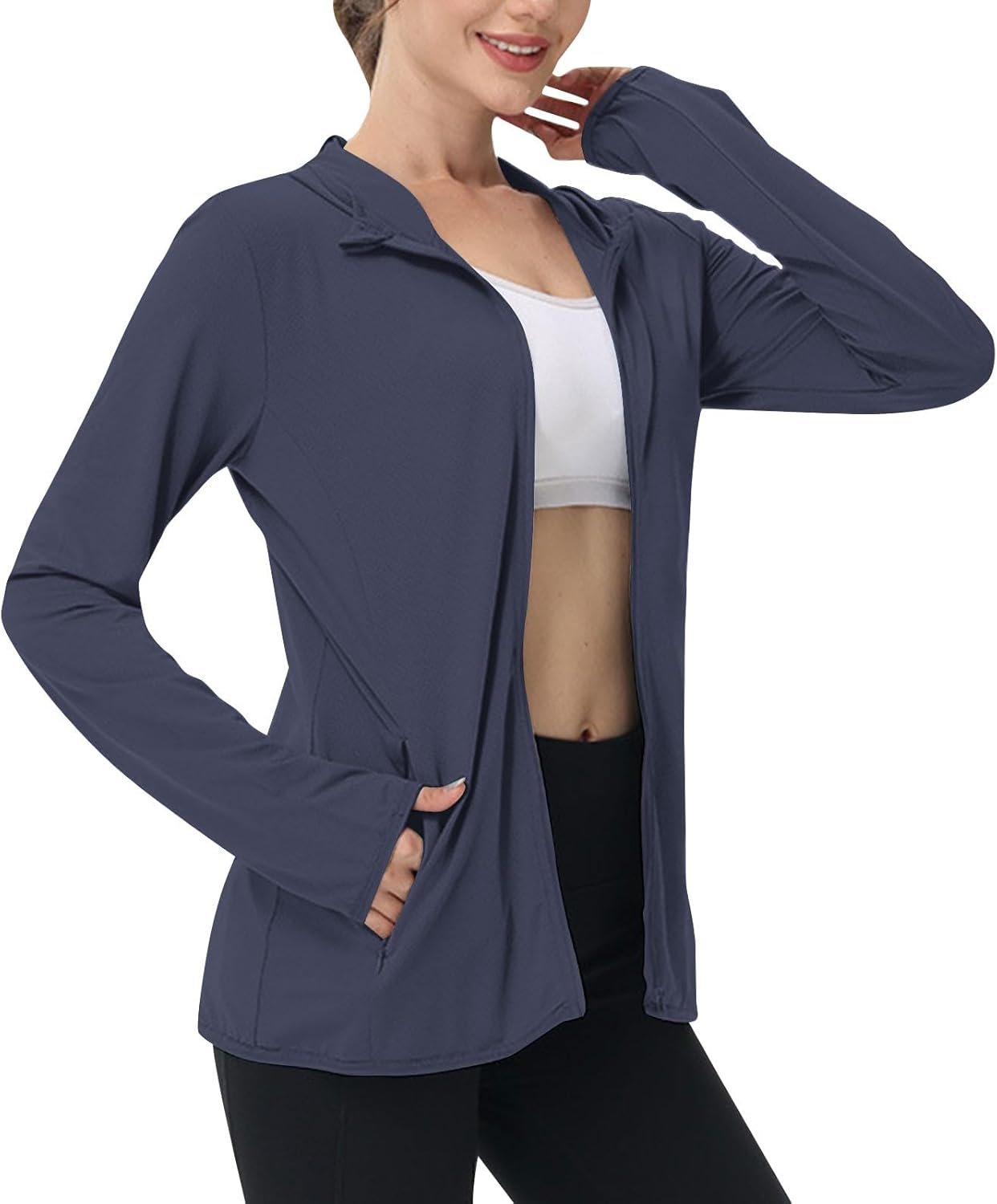 Womens Sun Shirts Full Zip UPF 50+ Protection Hoodie Jacket Long Sleeve Hiking Outdoor Lightweight UPF50+ Jackets