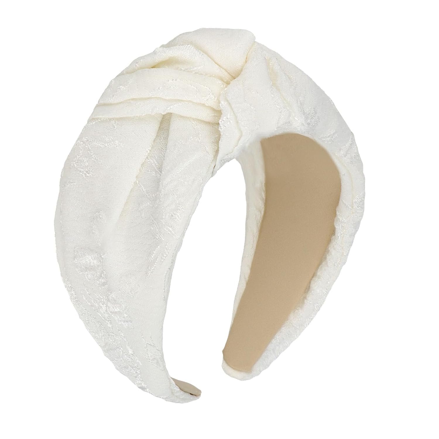 YISSION Knotted Headband Wide Headbands for Women Non Slip White Headband Fashion Head Bands Top Knot Hairband Hair Accessories for Women (Printed Surface)
