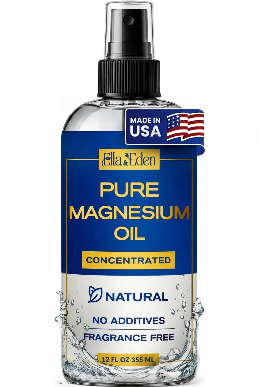 Ella & Eden Pure Magnesium Oil Spray – 12oz Topical Magnesium for Feet, Sleep, Muscle Relaxation, Leg Cramps – Natural, No Additives – Made in USA