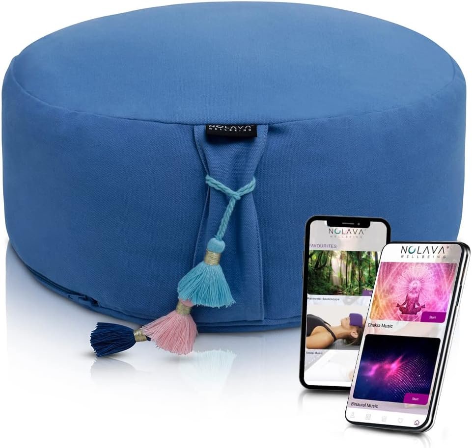NOLAVA Round Zafu Cushions 15″x6″ & Zabuton Meditation Cushions 32″x28″x3″ – Premium Comfort for Mindful Practices – Yoga Bolster Pillow & Meditation Floor Pillow Essentials