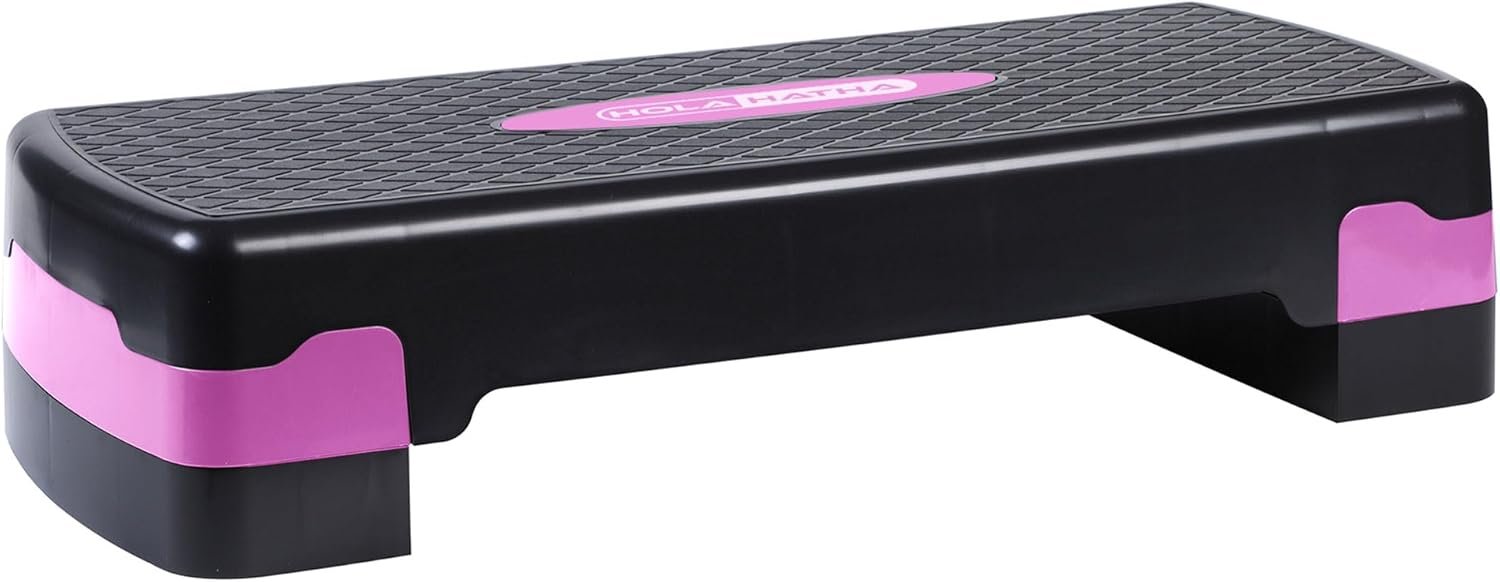 HolaHatha Compact Portable Aerobic Step Platform Exercise Fitness Equipment, Cardio Stepper with Adjustable Height for Home Gym