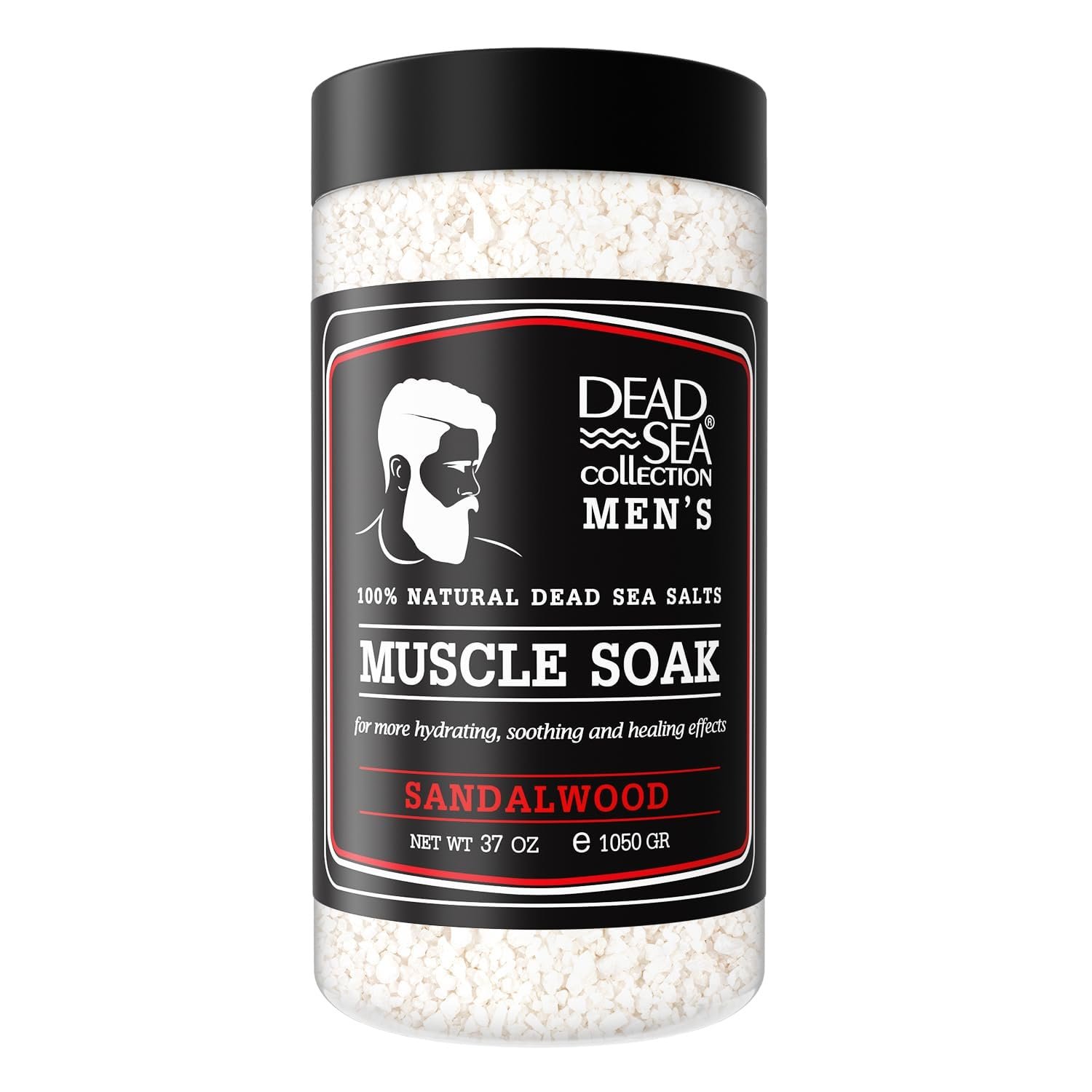 Dead Sea Collection Bath Salts for Men with Sandalwood Oil – Muscle Recovery Bath Soak – Mens Pure Dead Sea Salt for Soothing and Relaxing – 37 Oz