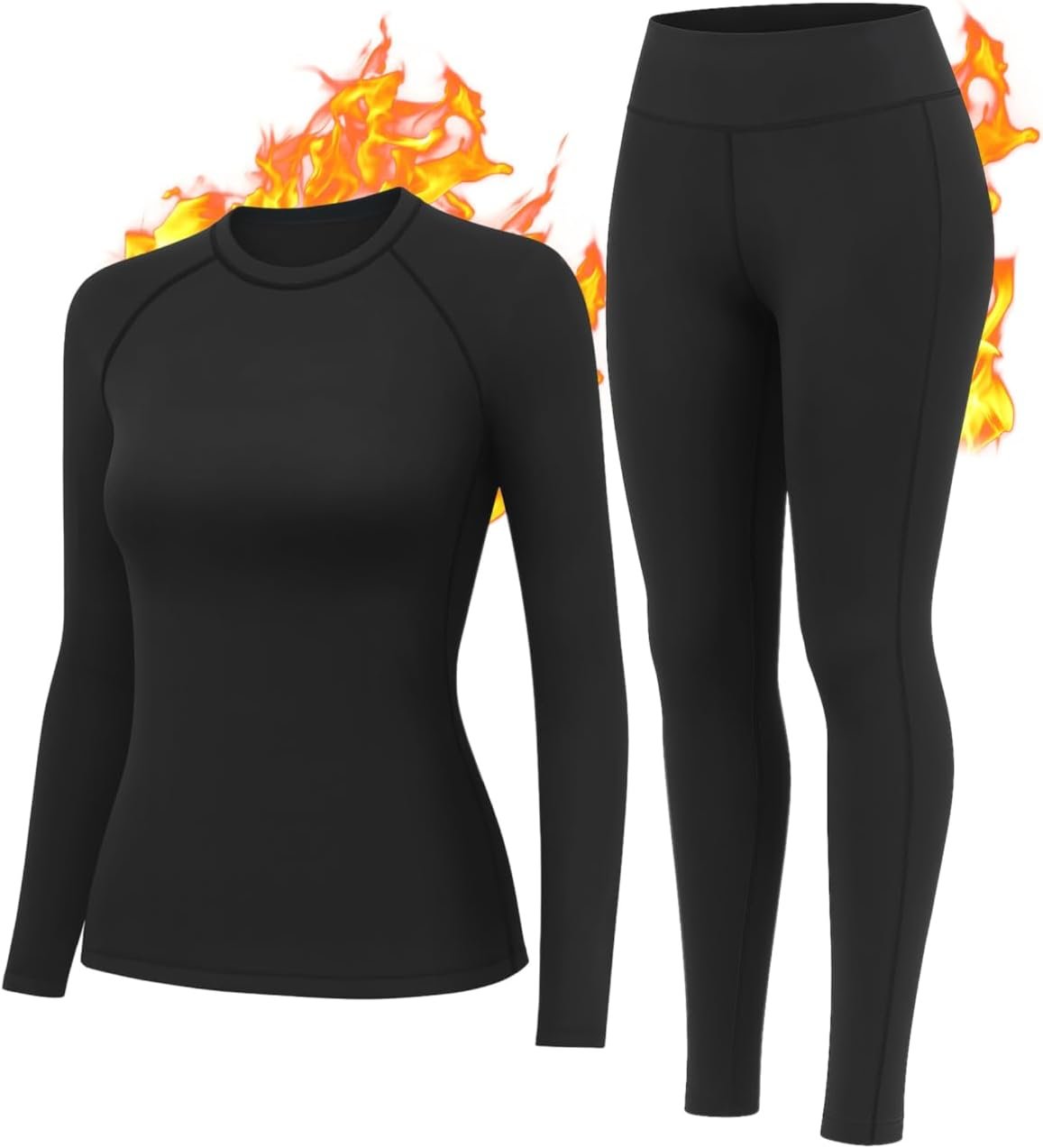 HiZiTi Thermal Underwear for Women Long Johns Set Fleece Lined Warm Base Layer Long Sleeve for Weather Top Bottom Winter