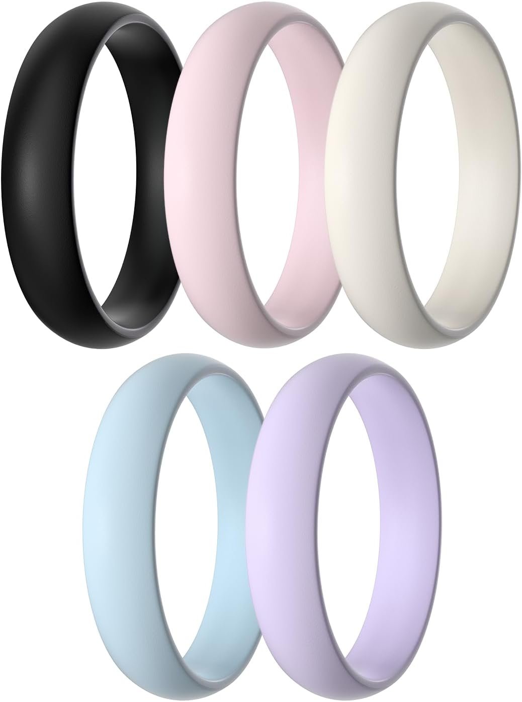 Egnaro Women’s Silicone Band Rings 5.5mm Width 3.5mm Thickness, Flexible Workout Rubber Wedding Sets Vaiours Sizes