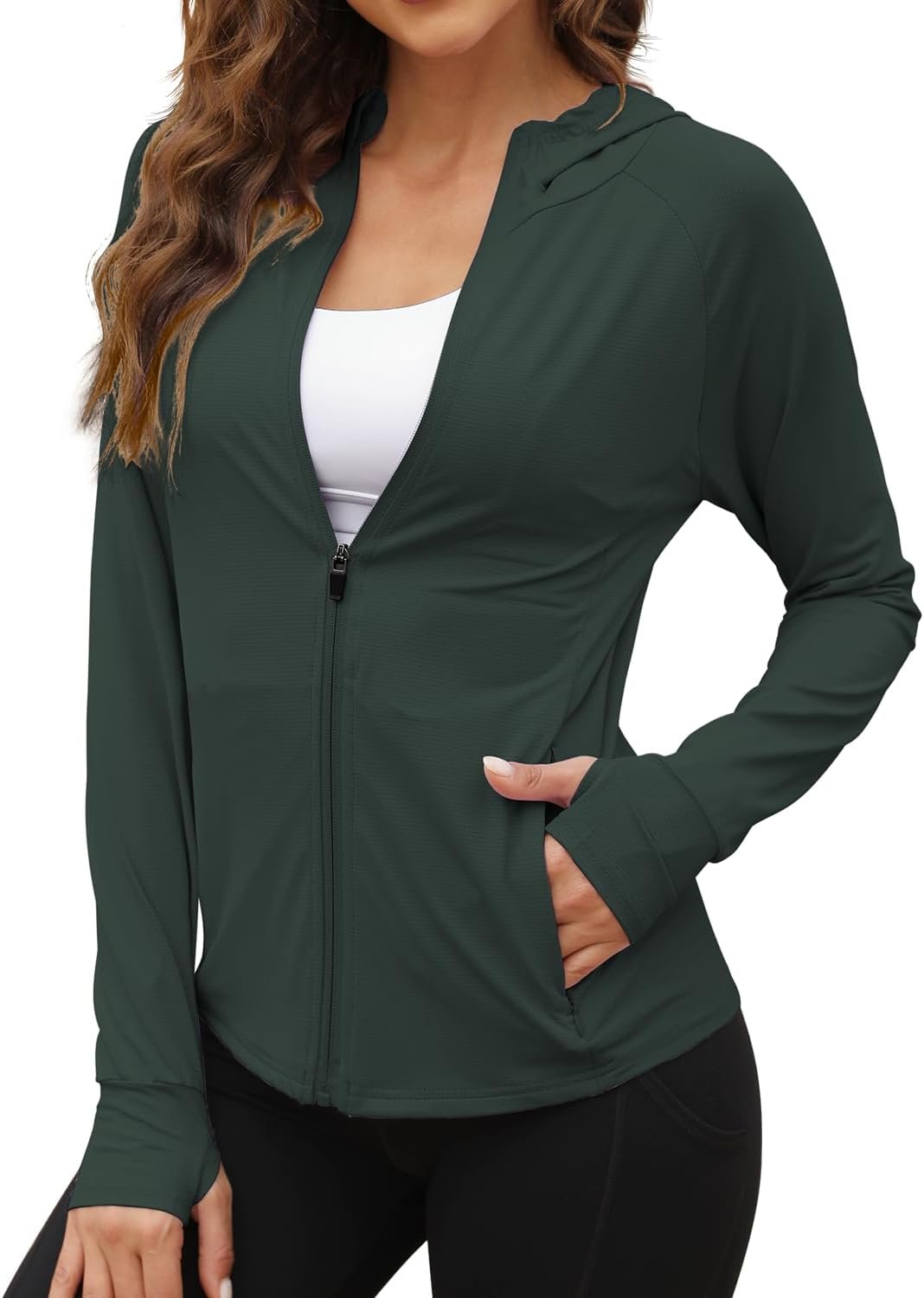 We1Fit Women’s UPF 50+ Sun Protection Jacket Hoodie Sun Shirts Hiking Running Athletic Shirt
