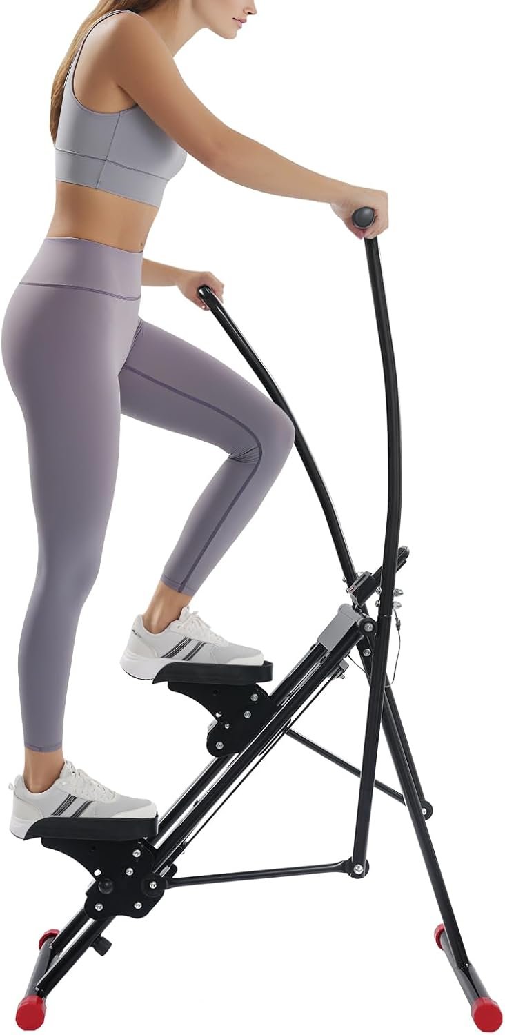 Stair Stepper for Home Gym, Folding Vertical Climber Cardio Exercise Machine Vertical Stair Climber Exercise Machine with Adjustable Handlebar & Pedals for Women & Men,Capacity 220LBS