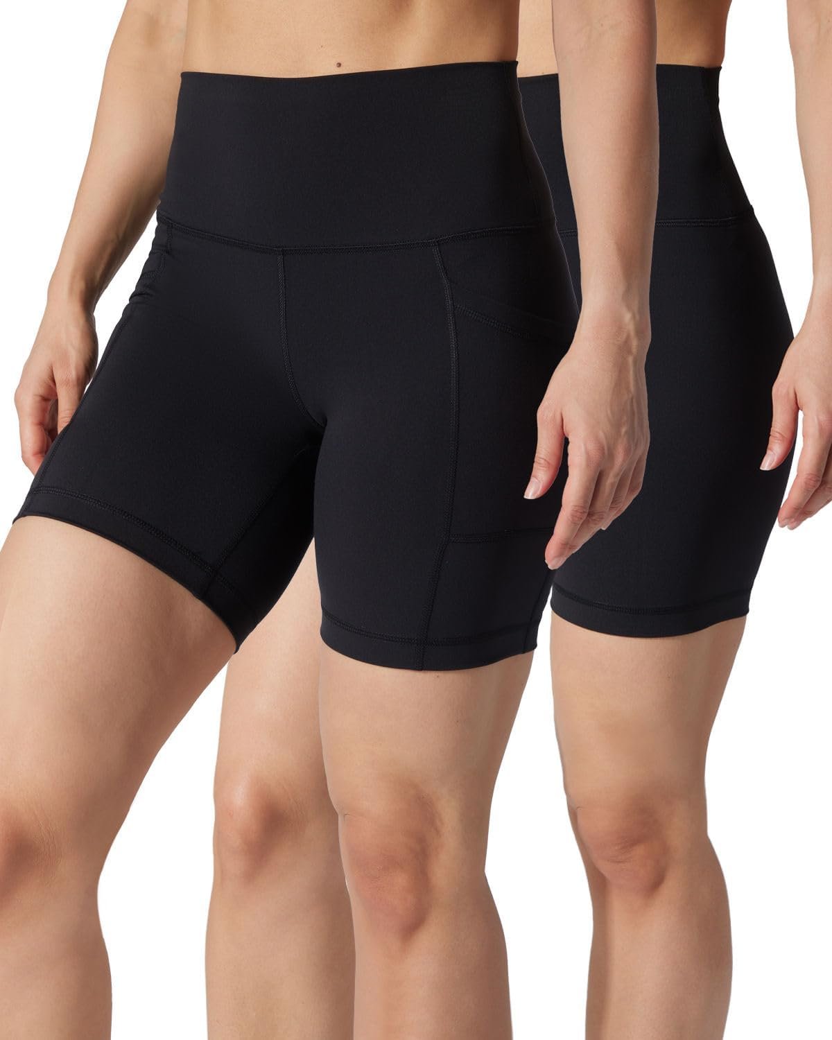 Yogalicious Womens 5”, 7” High Waisted Biker Shorts Squat Proof Workout Yoga Short 2 Pack
