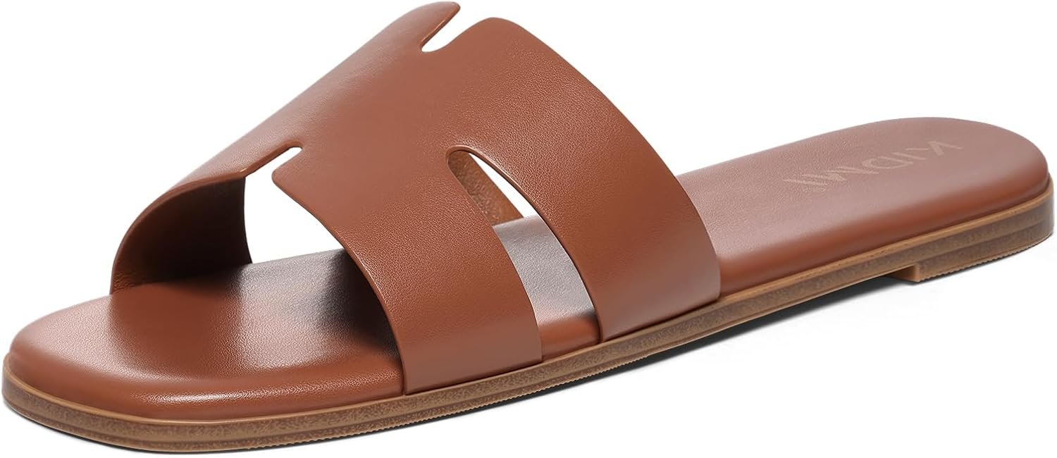 KIDMI Women’s Dressy Flat Sandals, Comfortable Slip On Summer Slides, Fashion Open Toe Casual Sandals