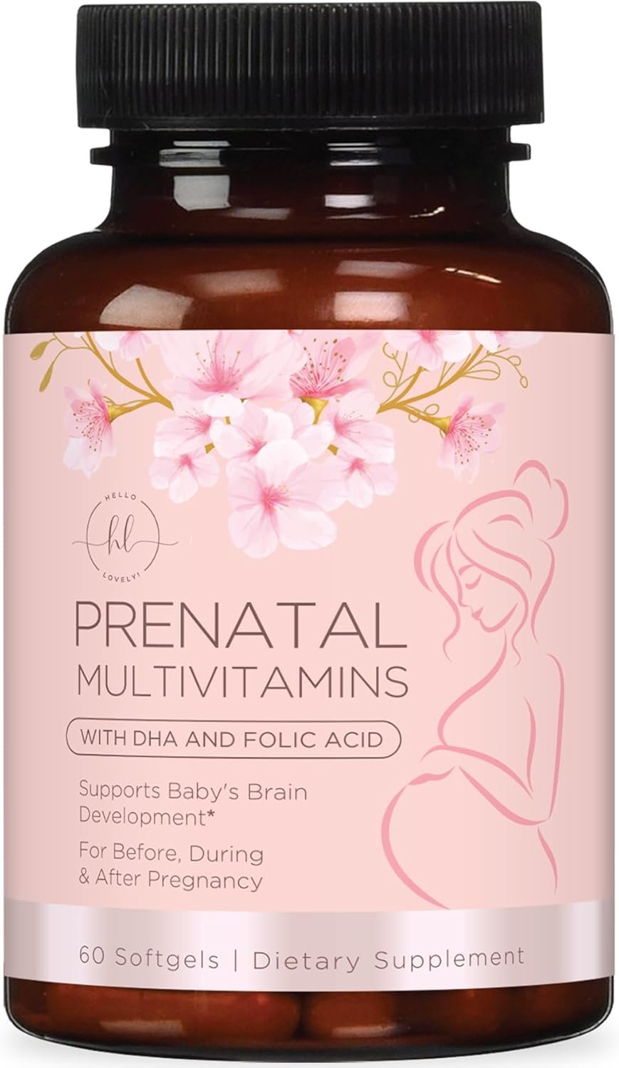 Prenatal Vitamins for Women – Prenatal Multivitamin with Folic Acid & Omega 3 DHA Fetal Development Support – Pregnancy Vitamin Supplement with, Vitamin A, C, D, B6, B12 & Iron – 60 Softgels