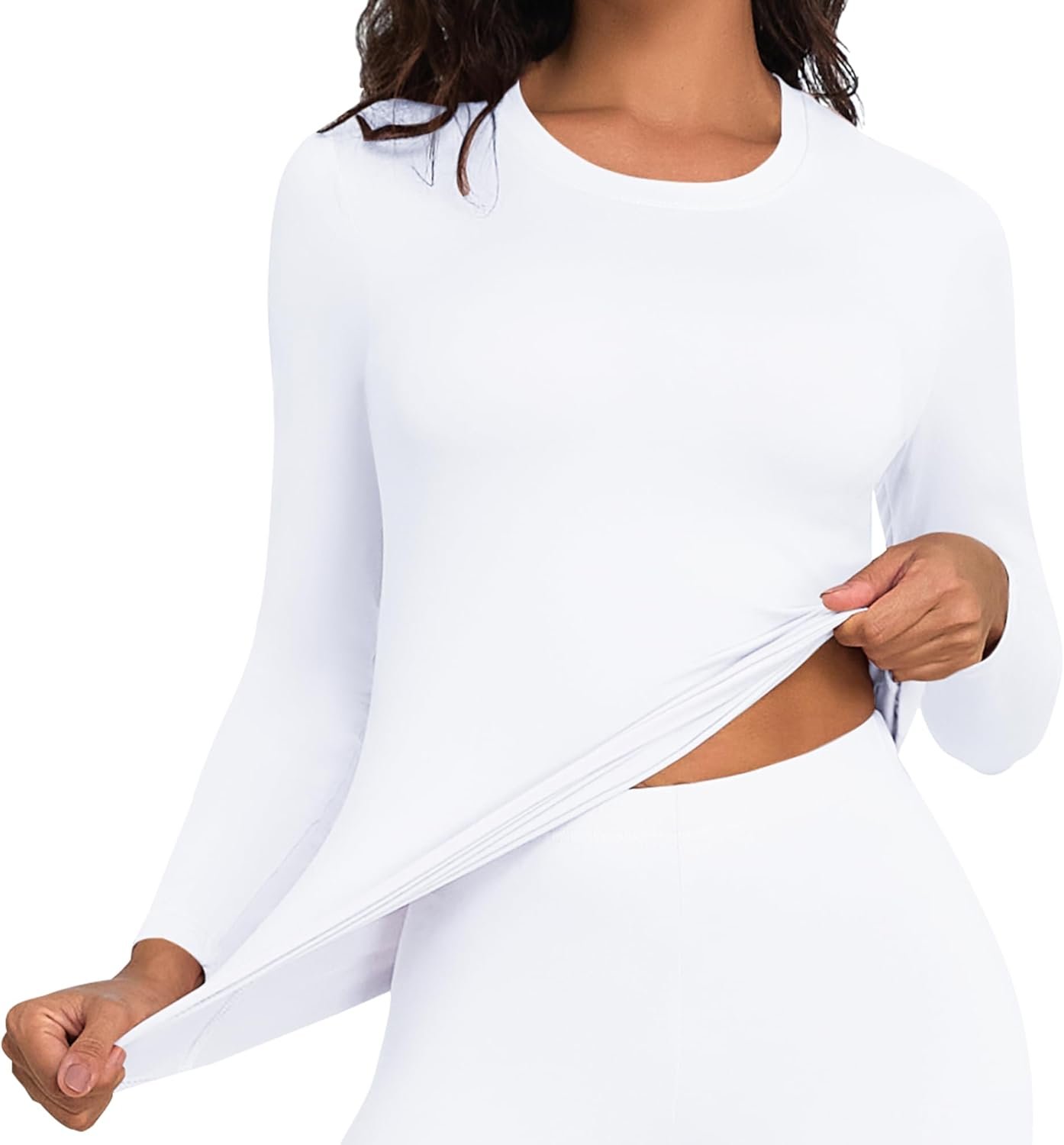 DHSO Long Sleeve Thermal Shirt For Women Fleece Lined Undershirt – Soft Warm Base Layer Tops Cold Weather