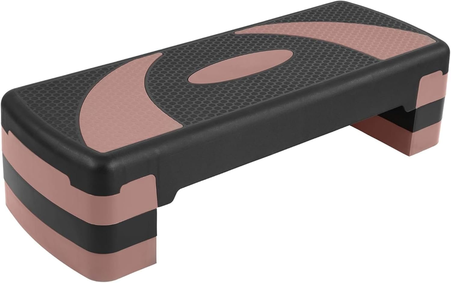 Fitvids Step Aerobic Platform, 31″ Exercise Step with 3 levels Adjustable Height, 4 Stackable Risers, Fitness Training Workout Stepper for Home Gym, Cardio Strength, Black & Pink