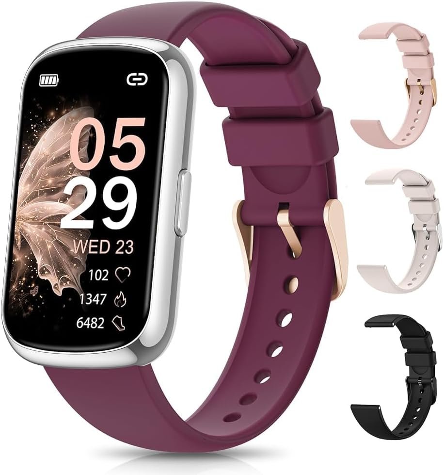Fitness Tracker Watch, Smart Watches for Women/Men with Sport Activity Tracker, Fitness Watch with Heart Rate, Blood Oxygen Monitor and Sleep Tracker, IP68 Android Smart Watch with 4 Straps, Gift