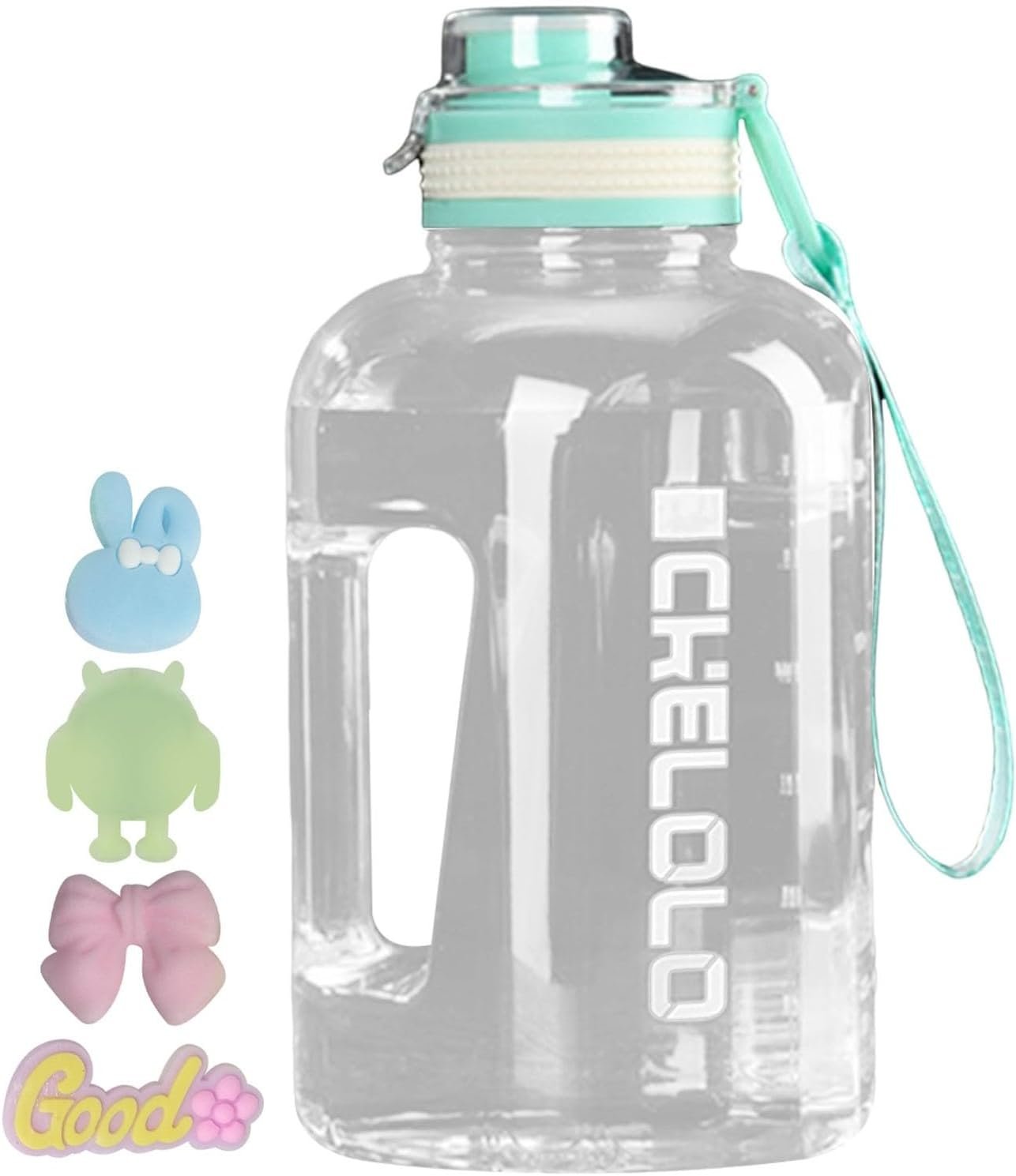 1/2 Gallon Water Jug, Bpa Free Large Leakproof Water Bottle with Handle,Reusable Clear 75 Oz Water Bottle with Time Marker for Travel Gym Camping Workout Hiking Outdoors Home Sports