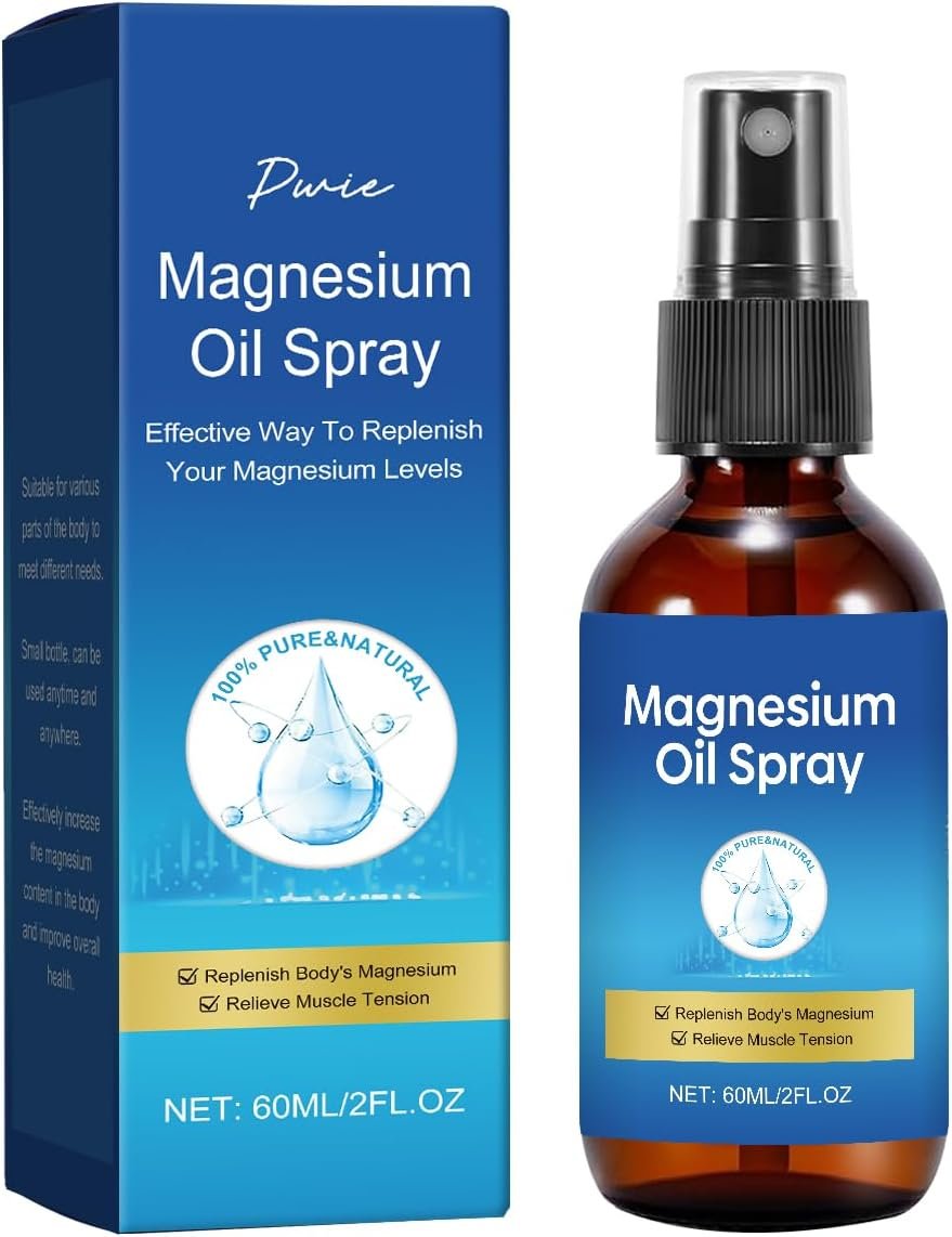 Magnesium Spray, Pure Magnesium Oil Spray for Feet, Leak-Proof Portable Package, Magnesium Oil Body Care Natural Formula, Easy to Absorb and Soothe, 2 fl oz