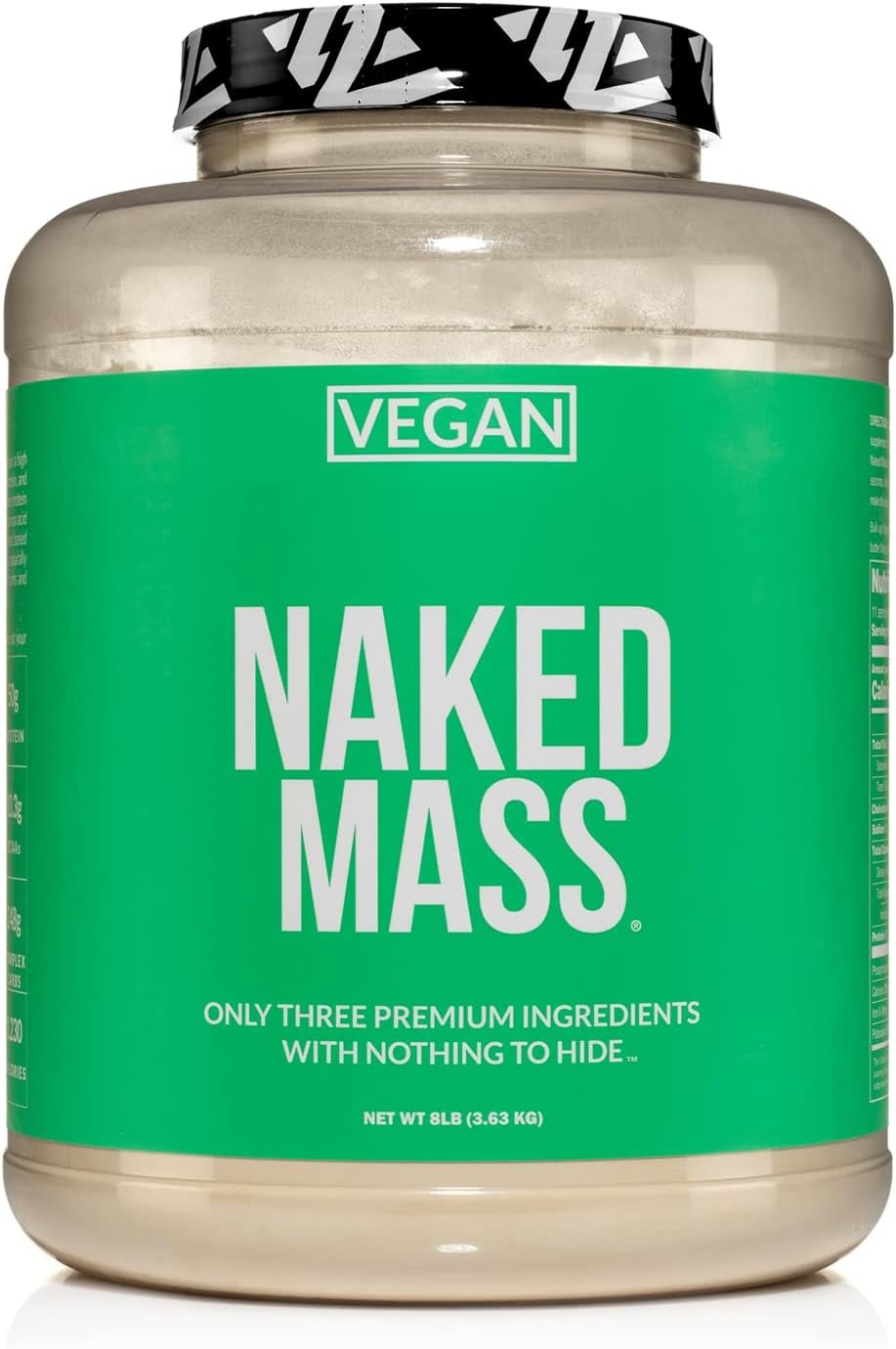 NAKED Vegan Mass – Natural Vegan Weight Gainer Protein Powder – 1,230 Calories, NSF Certified, Non-GMO, Soy & Gluten Free, No Artificial Ingredients – 8LB Bulk – 11 Servings