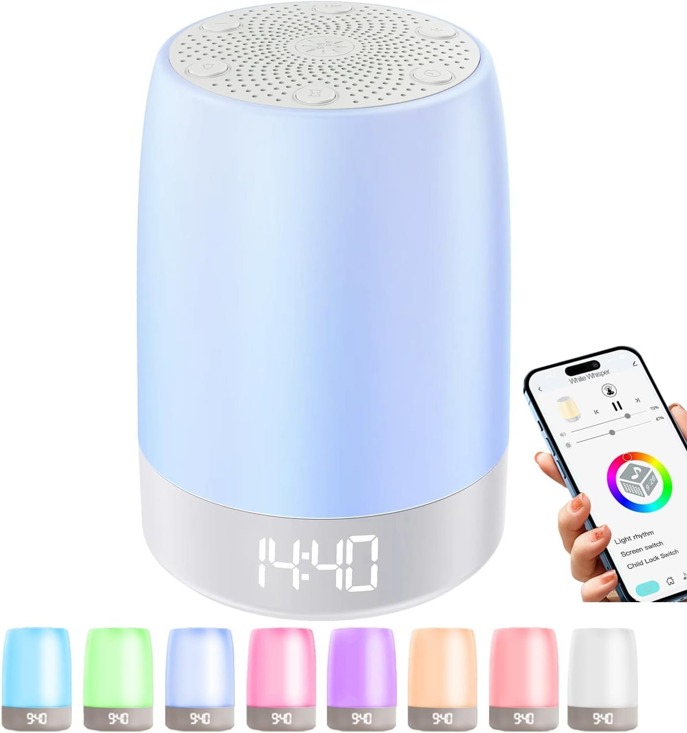 Teen Sound Machine White Noise Machine with 32 Soothing Sounds, Bluetooth Speaker Alarm Clocks for Bedrooms with Wake up Light, Night Light for Kids, Gifts for Teenage Girls Boys Women