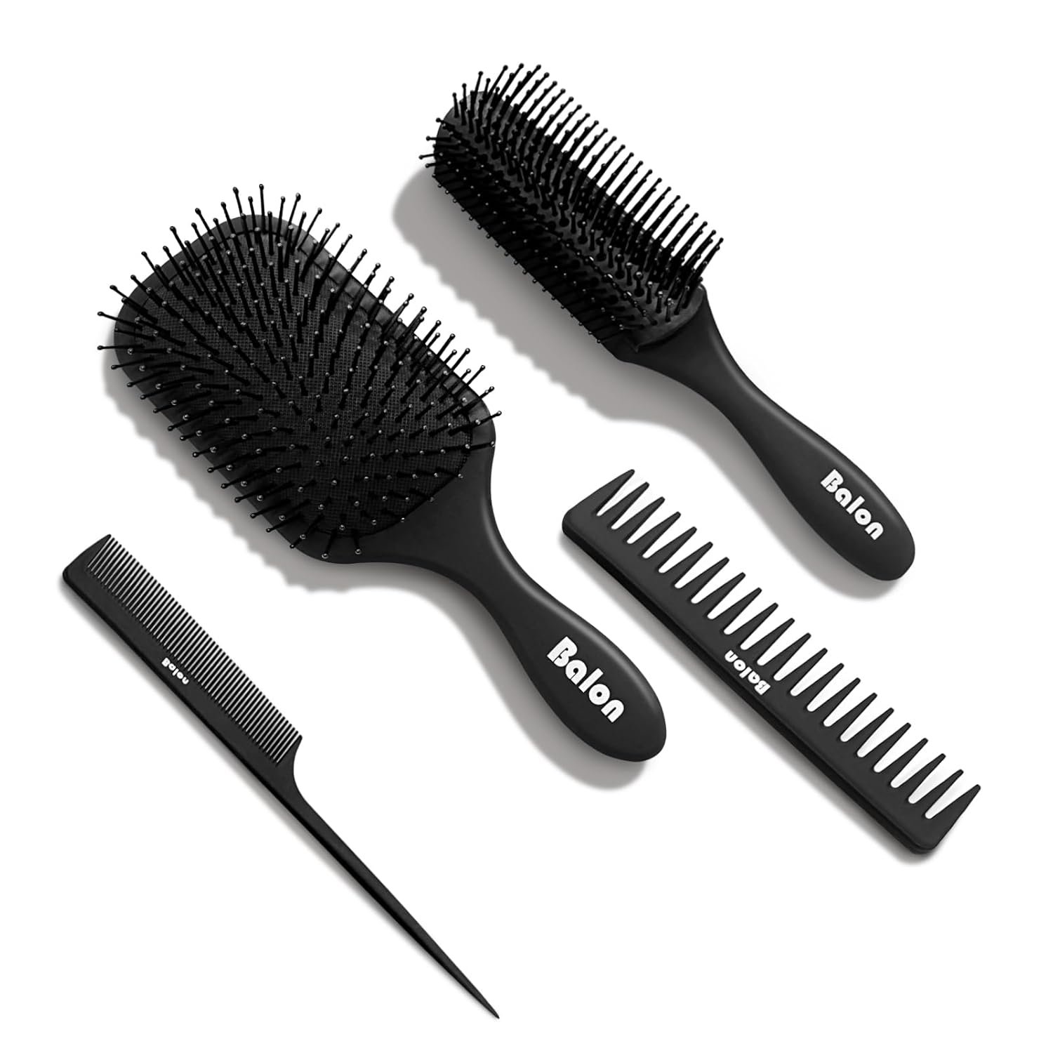 Balon Hair Brush for Women and Men, 4Pcs Paddle Brush Detangling Brush Hair Comb Set for Long Thick Thin Curly Hair, Hairbrush Great On Wet or Dry, No More Tangle
